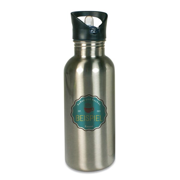 Trinkflasche 400/500/600ml in weiß oder silber – Bild 2