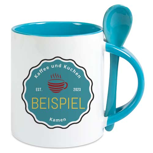 Keramik Tasse zweifarbig mit Löffel – Bild 2