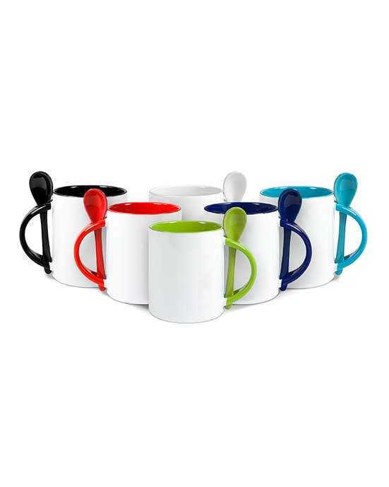 Keramik Tasse zweifarbig mit Löffel